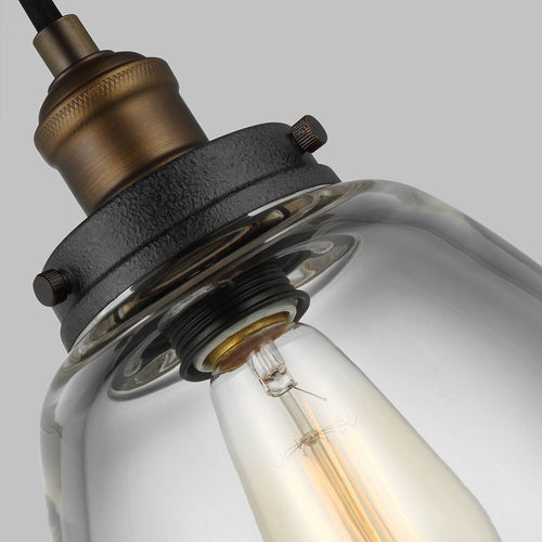Baskin 1 Light Pendant - Aged Brass/Dark Weathered Zinc