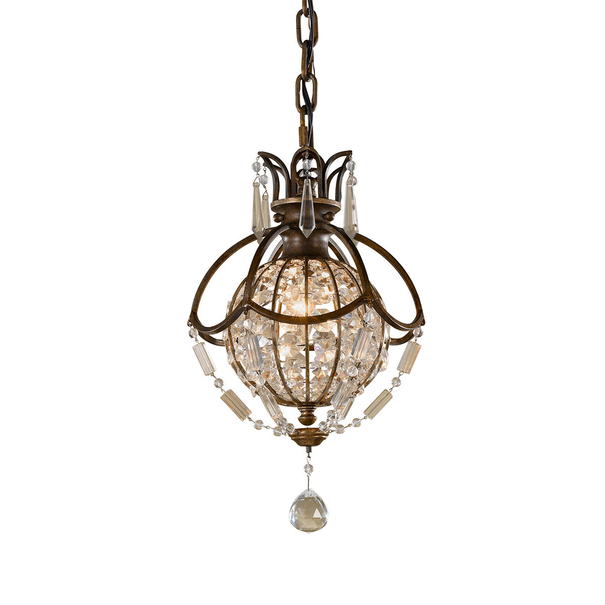 Bellini 1-Light Pendant Light (Antique Quartz Crystal & Bronze)