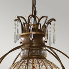 Bellini 3-Light Chandelier (Antique Quartz Crystal & Bronze)