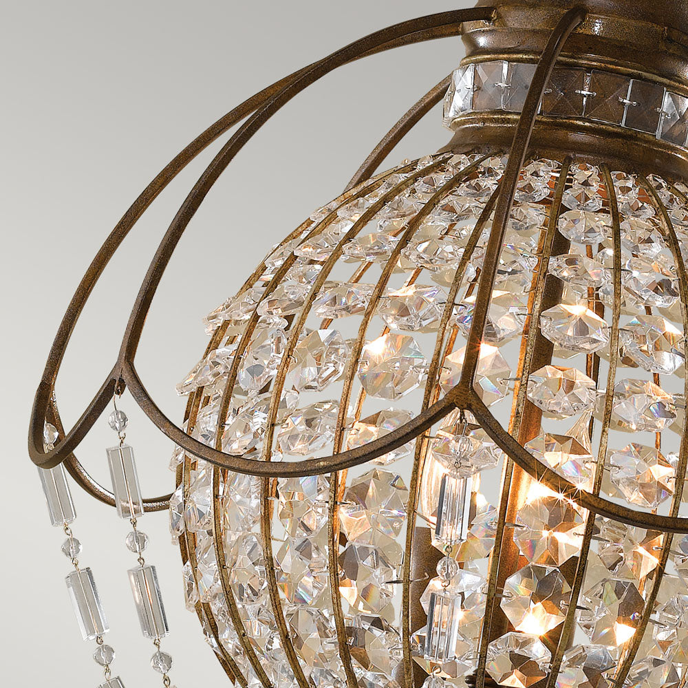 Bellini 3-Light Chandelier (Antique Quartz Crystal & Bronze)