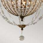 Bellini 3-Light Chandelier (Antique Quartz Crystal & Bronze)