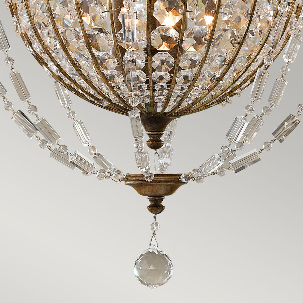 Bellini 3-Light Chandelier (Antique Quartz Crystal & Bronze)