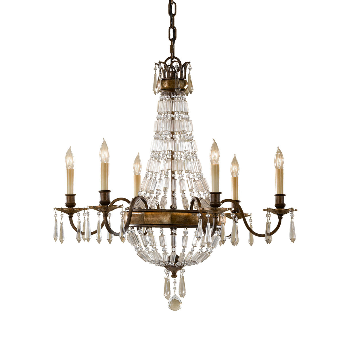 Bellini 6-Light Chandelier (Antique Quartz Crystal & Bronze)