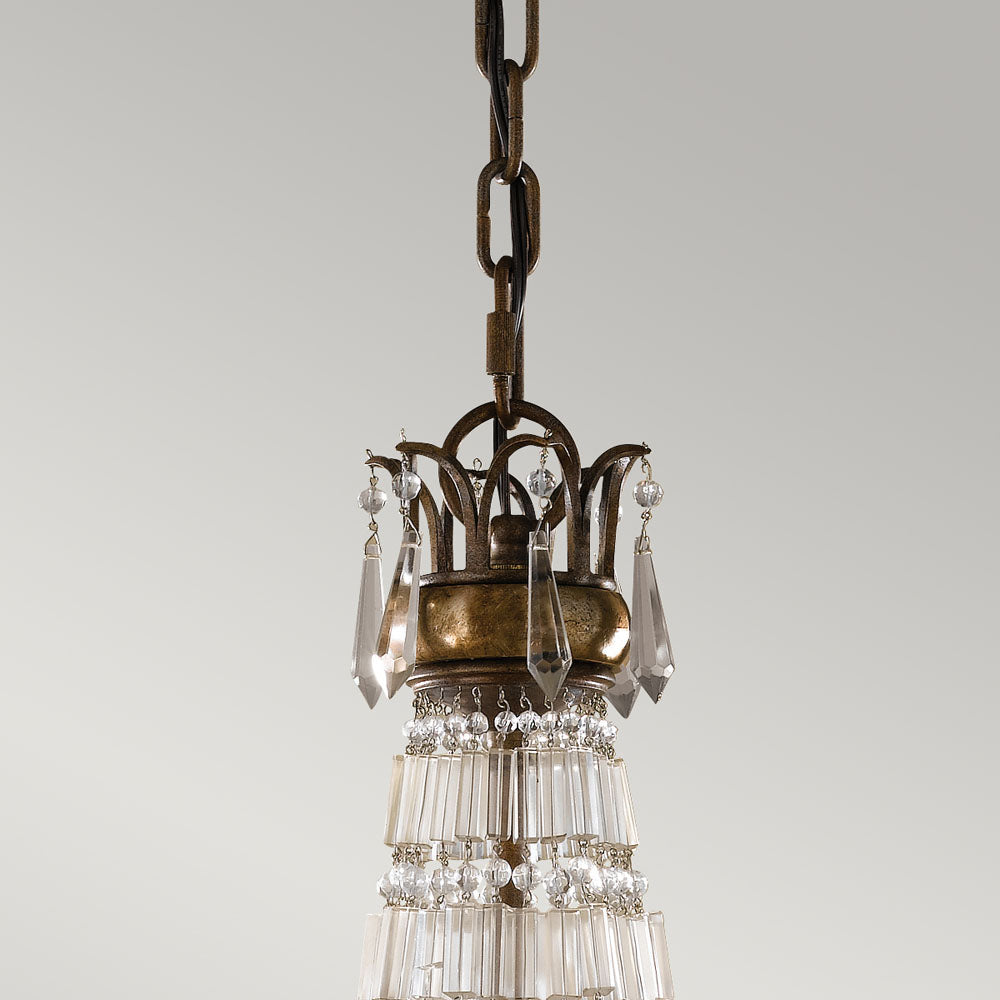 Bellini 6-Light Chandelier (Antique Quartz Crystal & Bronze)