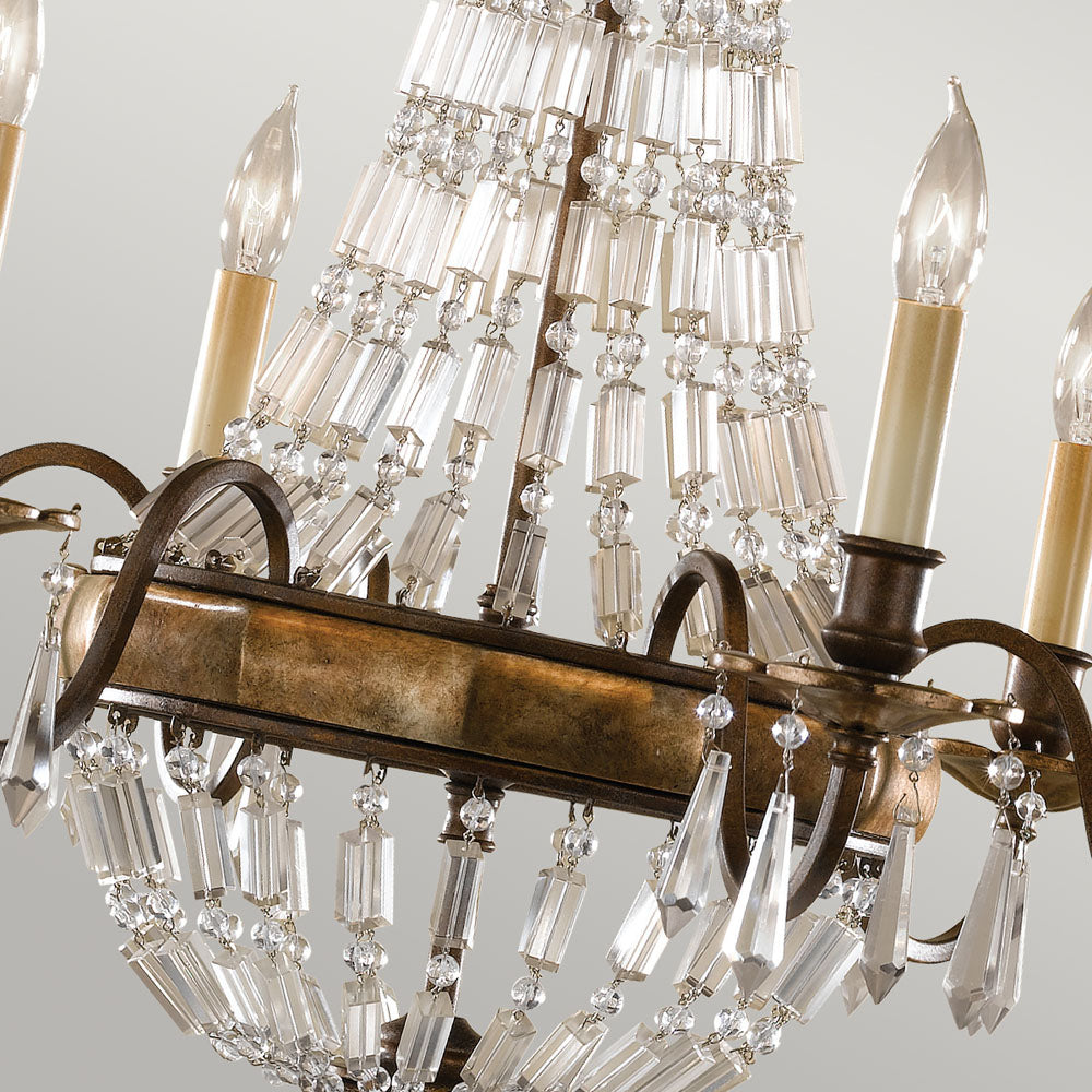 Bellini 6-Light Chandelier (Antique Quartz Crystal & Bronze)