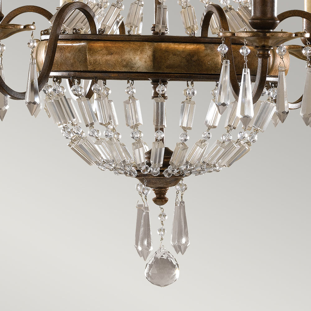Bellini 6-Light Chandelier (Antique Quartz Crystal & Bronze)