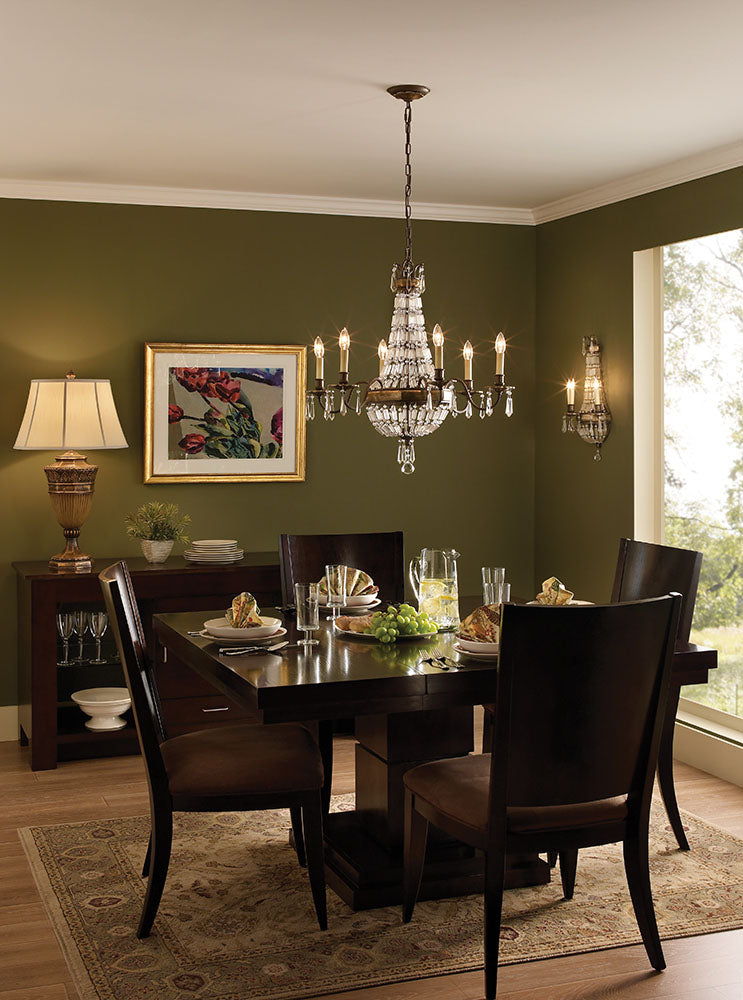 Bellini 6-Light Chandelier (Antique Quartz Crystal & Bronze)