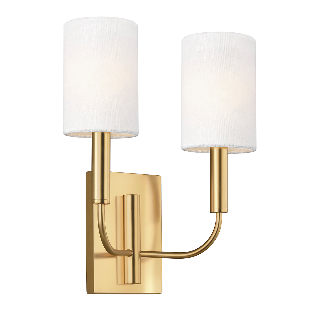 Brianna 2-Light Wall Light (Burnished Brass & White Linen)