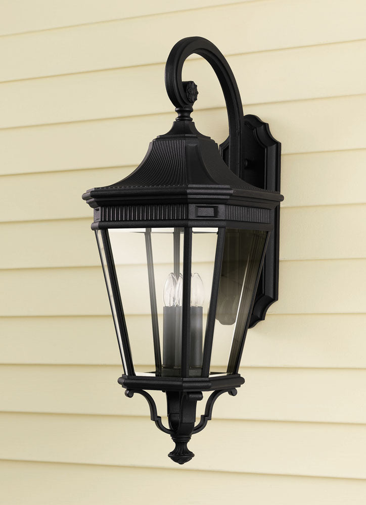 Cotswold Lane 3-Light Large Black Wall Lantern