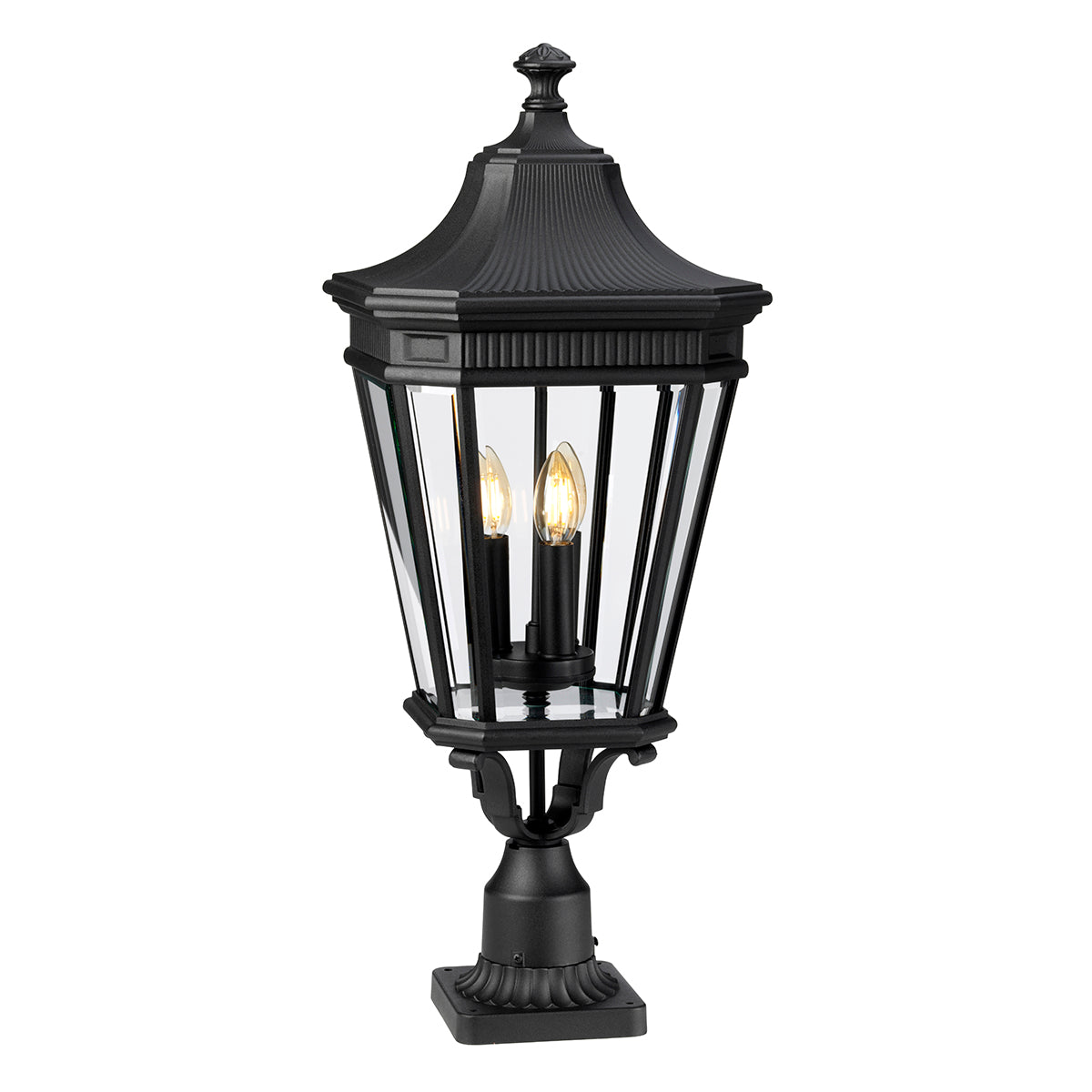 Cotswold Lane 3-Light Large Black Pedestal Lantern