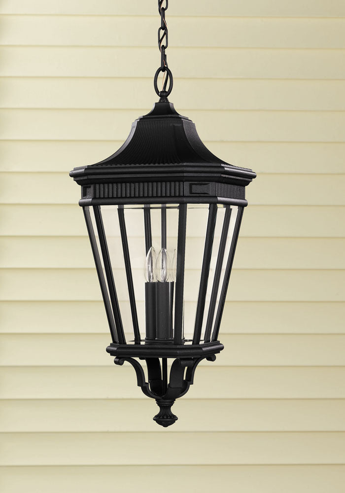 Cotswold Lane 3 Light Large Chain Lantern - Black