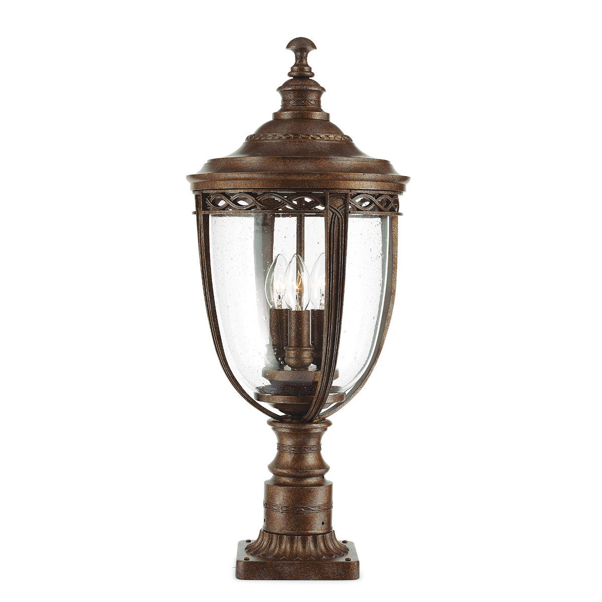 English Bridle 3 Light Large Pedestal - British Bronze