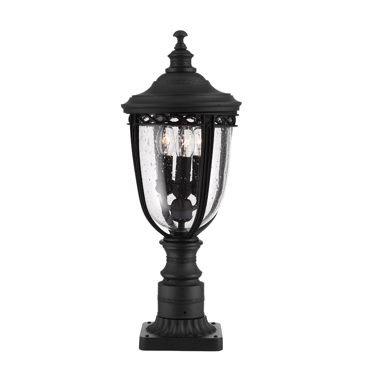 English Bridle 3 Light Medium Pedestal - Black
