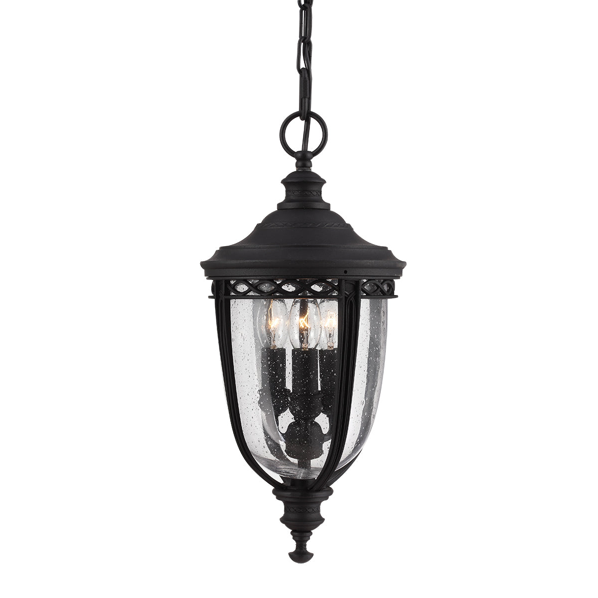English Bridle 3 Light Medium Chain Lantern - Black