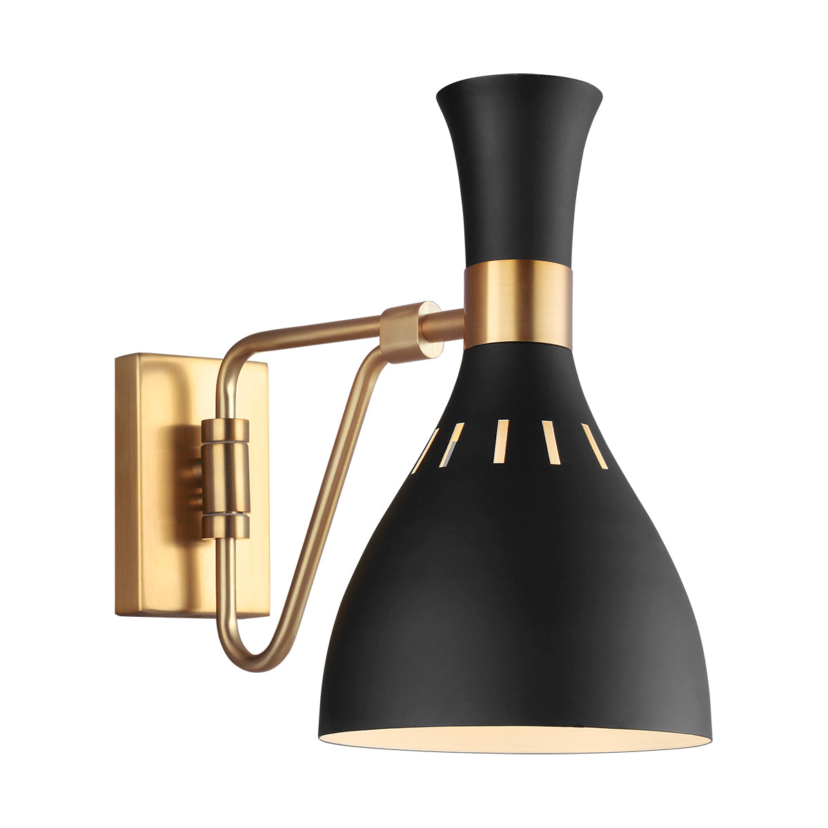 Joan 1 Light Wall Light - Midnight Black & Burnished Brass