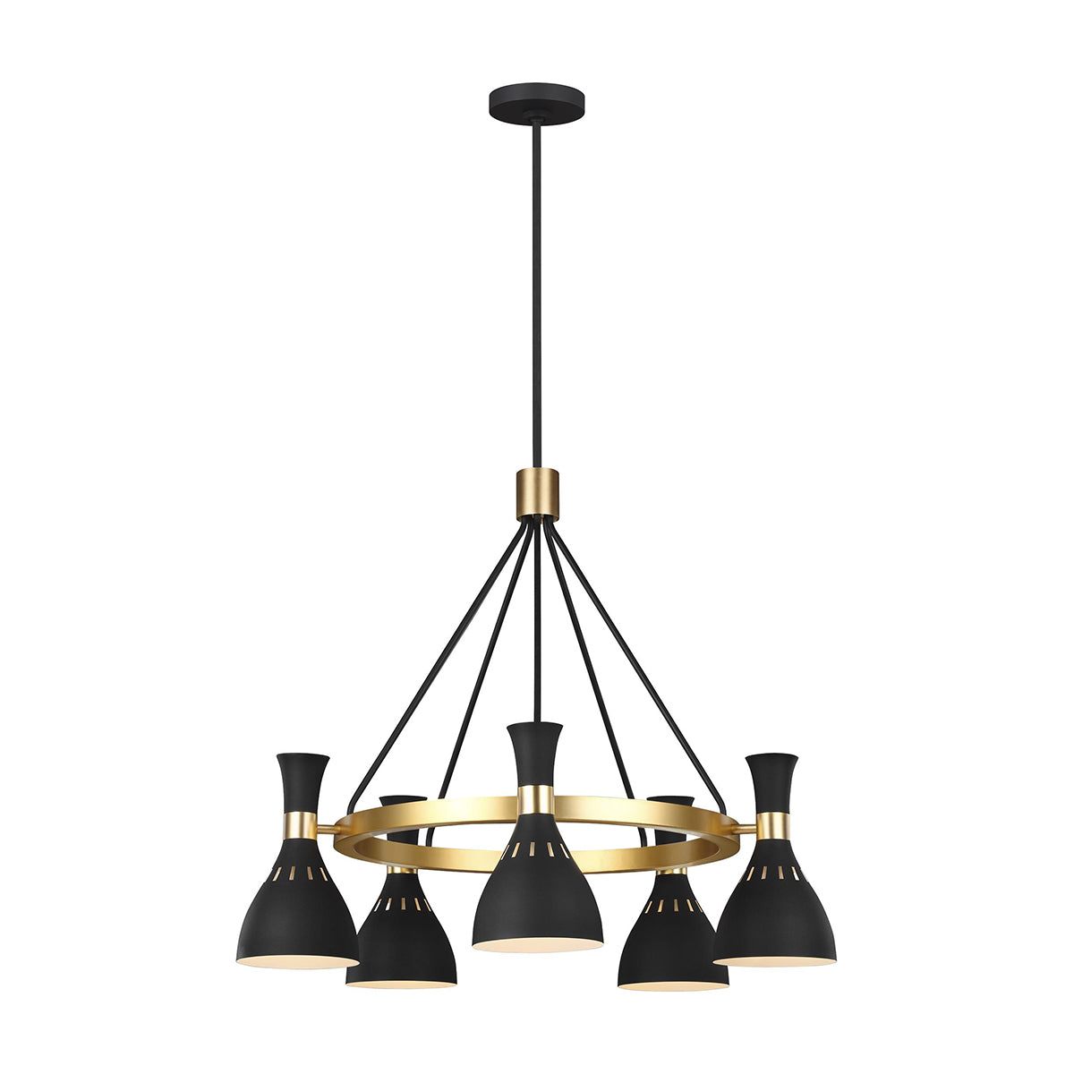 Joan 5 Light Chandelier - Midnight Black & Burnished Brass