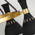 Joan 5 Light Chandelier - Midnight Black & Burnished Brass