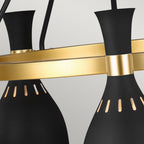 Joan 5 Light Chandelier - Midnight Black & Burnished Brass