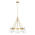 Joan 5 Light Chandelier - Matte White & Burnished Brass