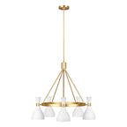 Joan 5 Light Chandelier - Matte White & Burnished Brass