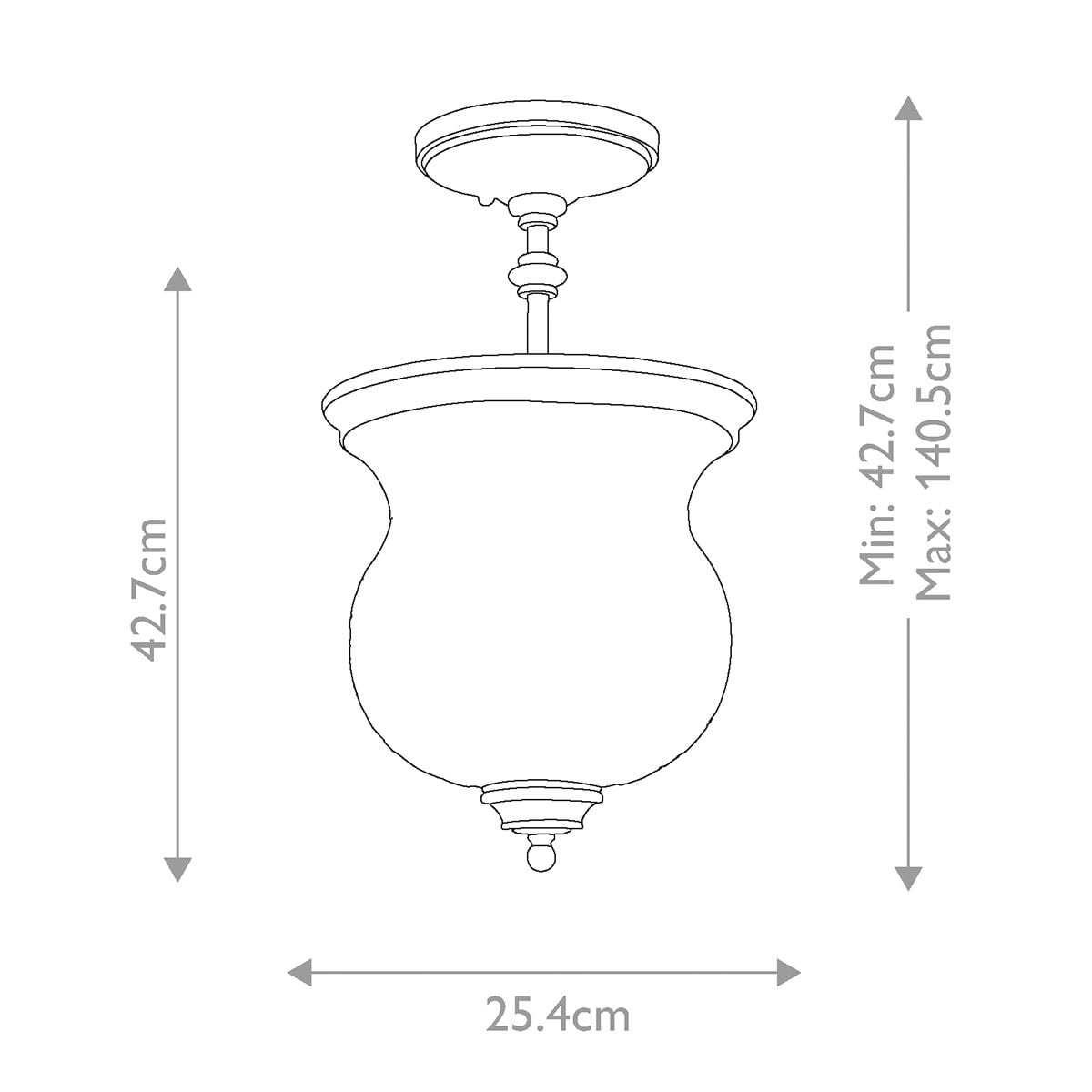 Pickering Lane 3lt Semi-Flush - Black