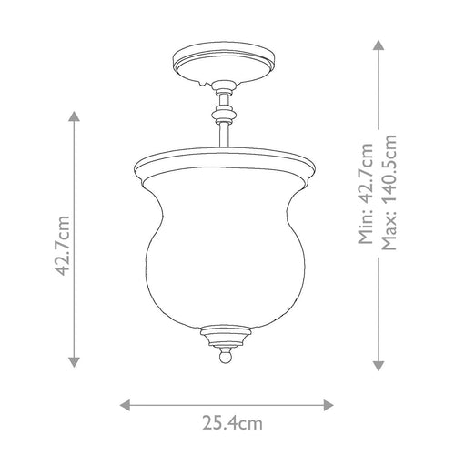 Pickering Lane 3lt Semi-Flush - Painted Natural Brass