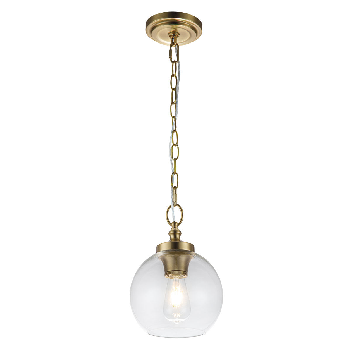 Tabby 1 Light Mini Pendant Burnished Brass