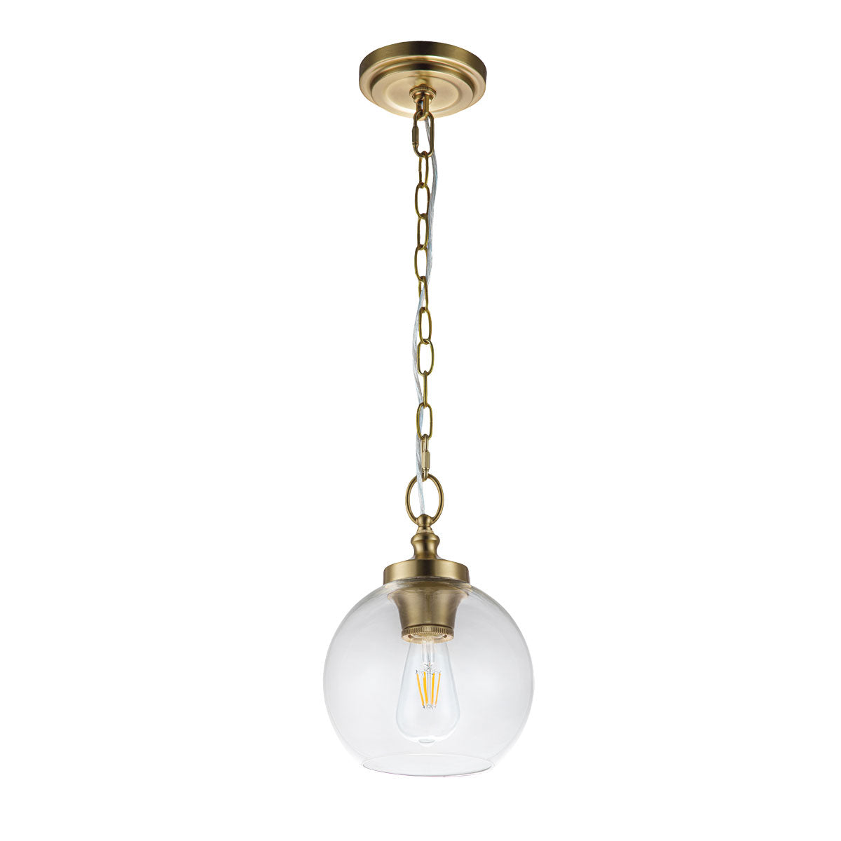 Tabby 1 Light Mini Pendant Burnished Brass