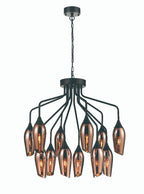 Taper 12 light with Copper Glass