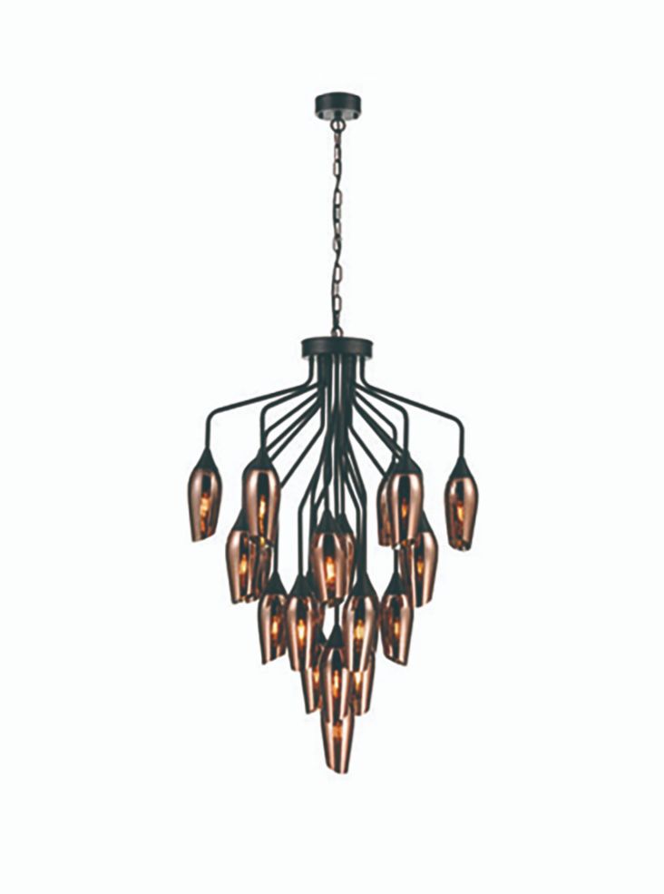 Taper 22 light with Copper Glass