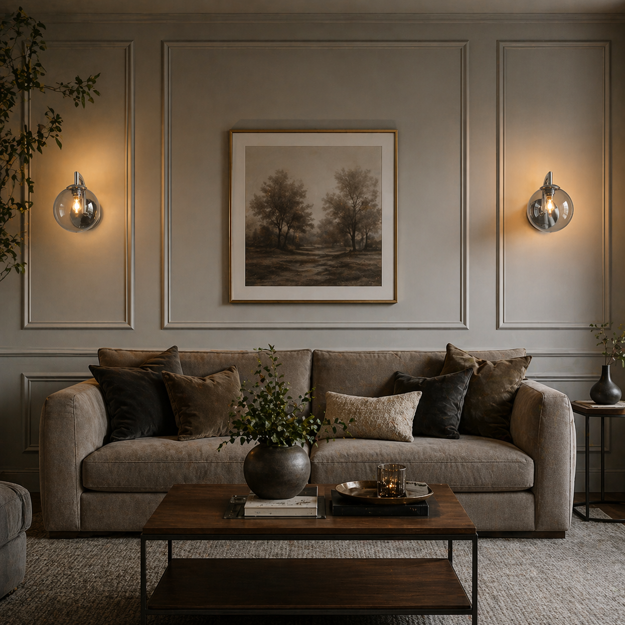 Franklite Globe Wall Light Polished Nickel Smoked Glass IP44
