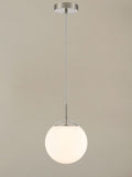 Galaxy single pendant in satin nickel with matt opal glass