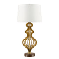 Octavia 1-Light Distressed Gold Table Lamp with Dark Brown Base & Fabric Shade
