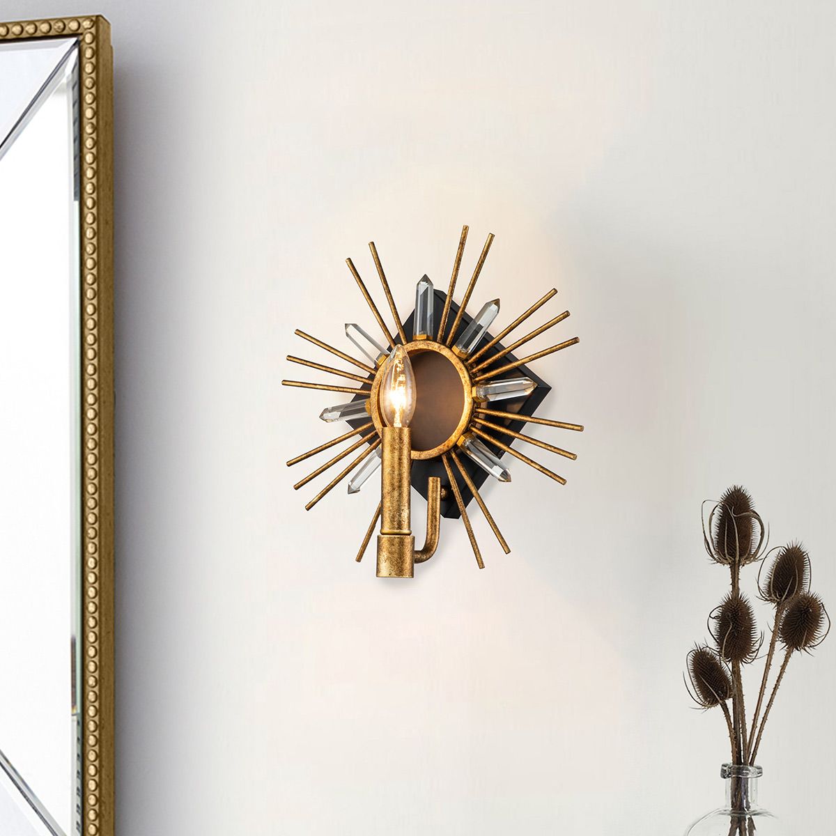 Sun King 1lt Wall Light - Gold Leaf