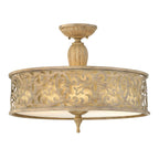 Carabel 3-Light Large Semi-Flush Mount (Brushed Champagne)