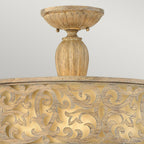 Carabel 3-Light Large Semi-Flush Mount (Brushed Champagne)