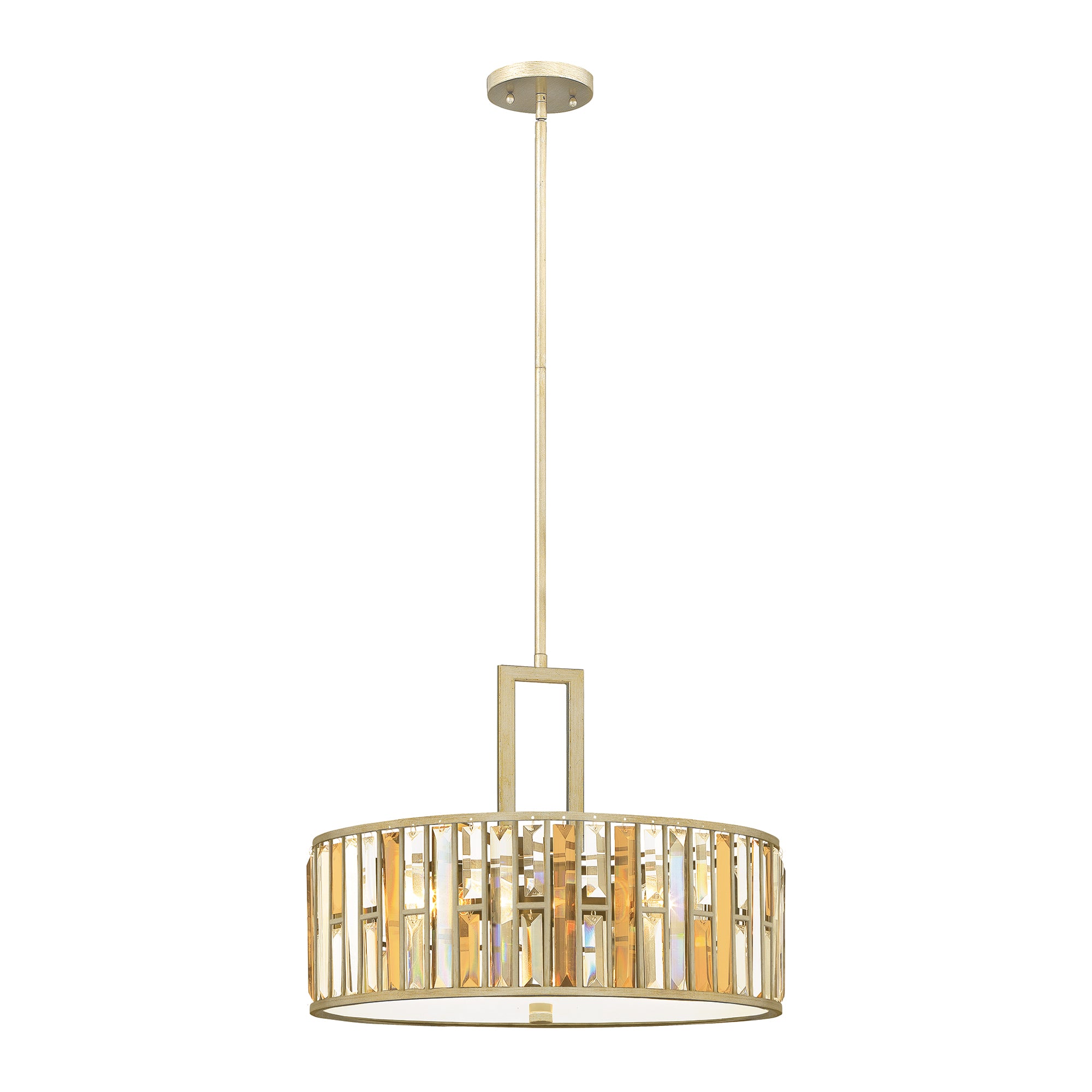 Gemma 3-Light Pendant (Silver Leaf & Crystal)