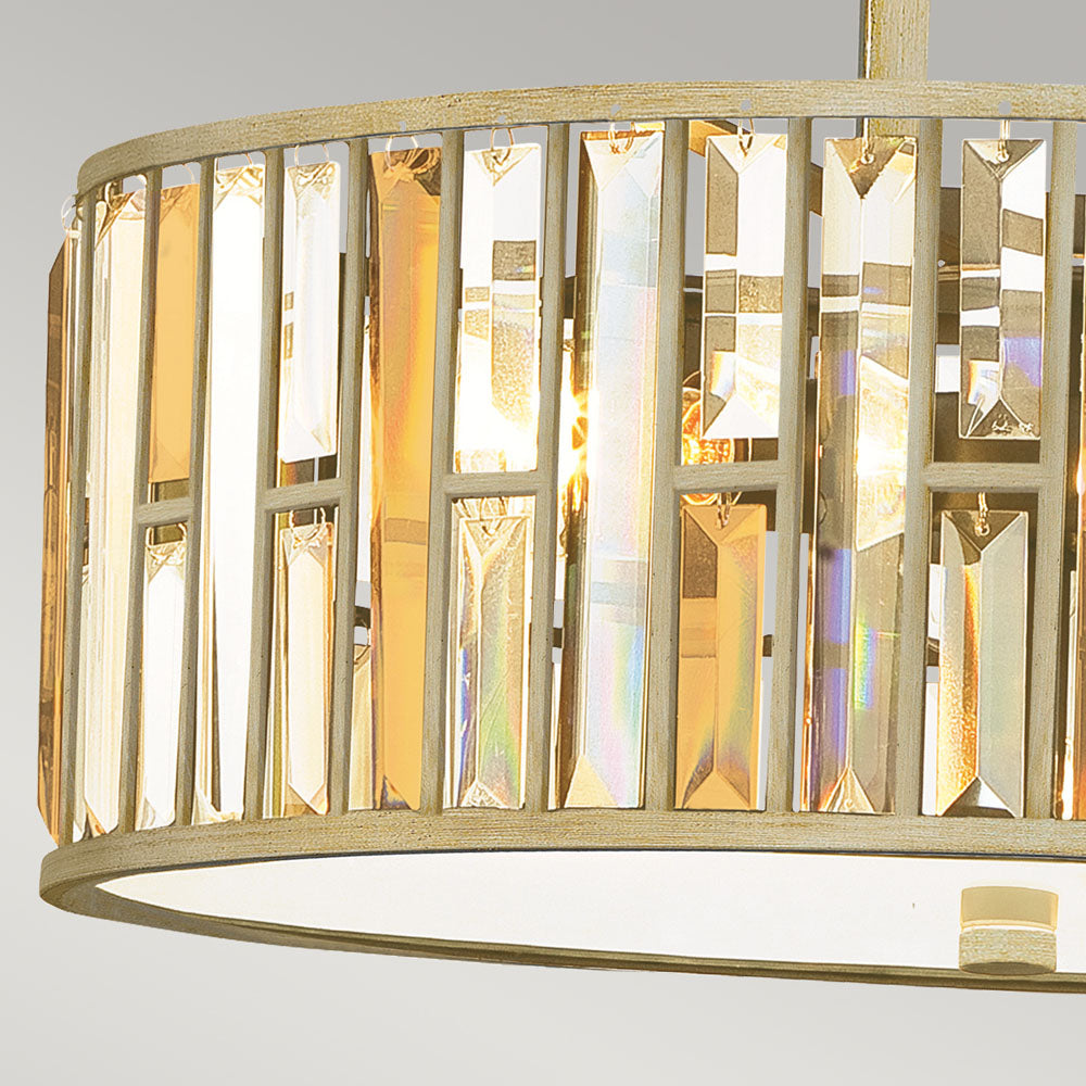 Gemma 3-Light Pendant (Silver Leaf & Crystal)