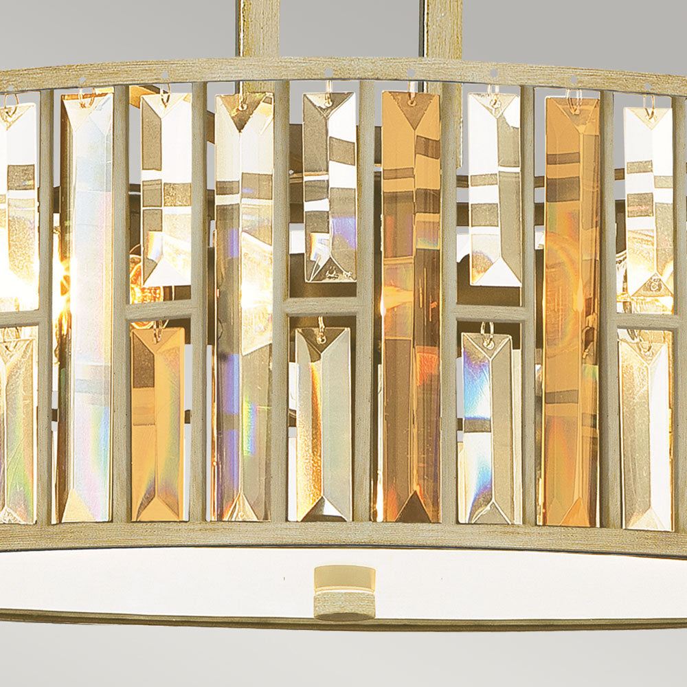 Gemma 3-Light Pendant (Silver Leaf & Crystal)