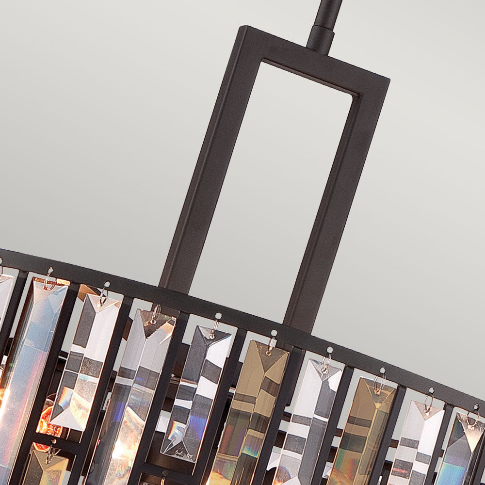 Gemma 3-Light Pendant (Vintage Bronze & Crystal)