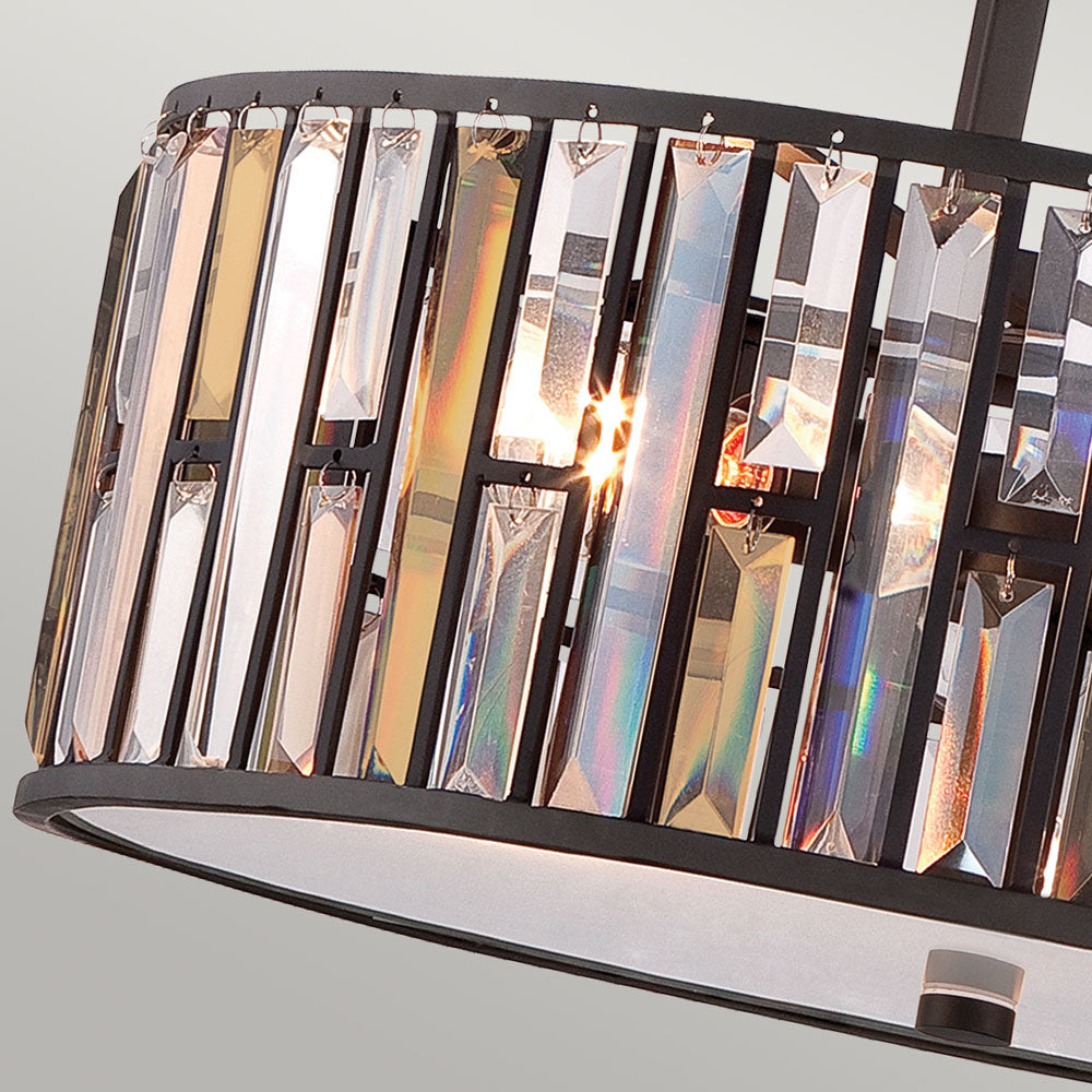 Gemma 3-Light Pendant (Vintage Bronze & Crystal)