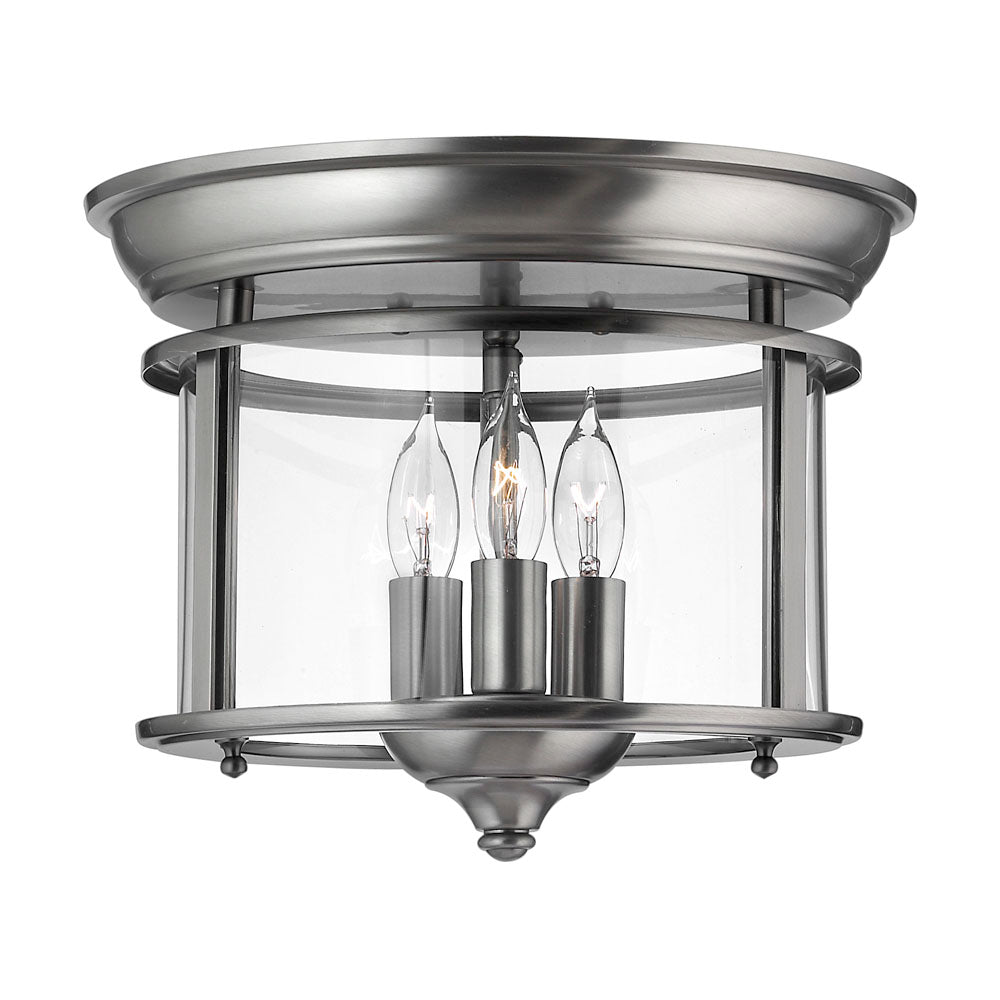 Gentry 3-Light Flush Mount Ceiling Light (Pewter Finish)