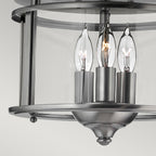 Gentry 3-Light Flush Mount Ceiling Light (Pewter Finish)