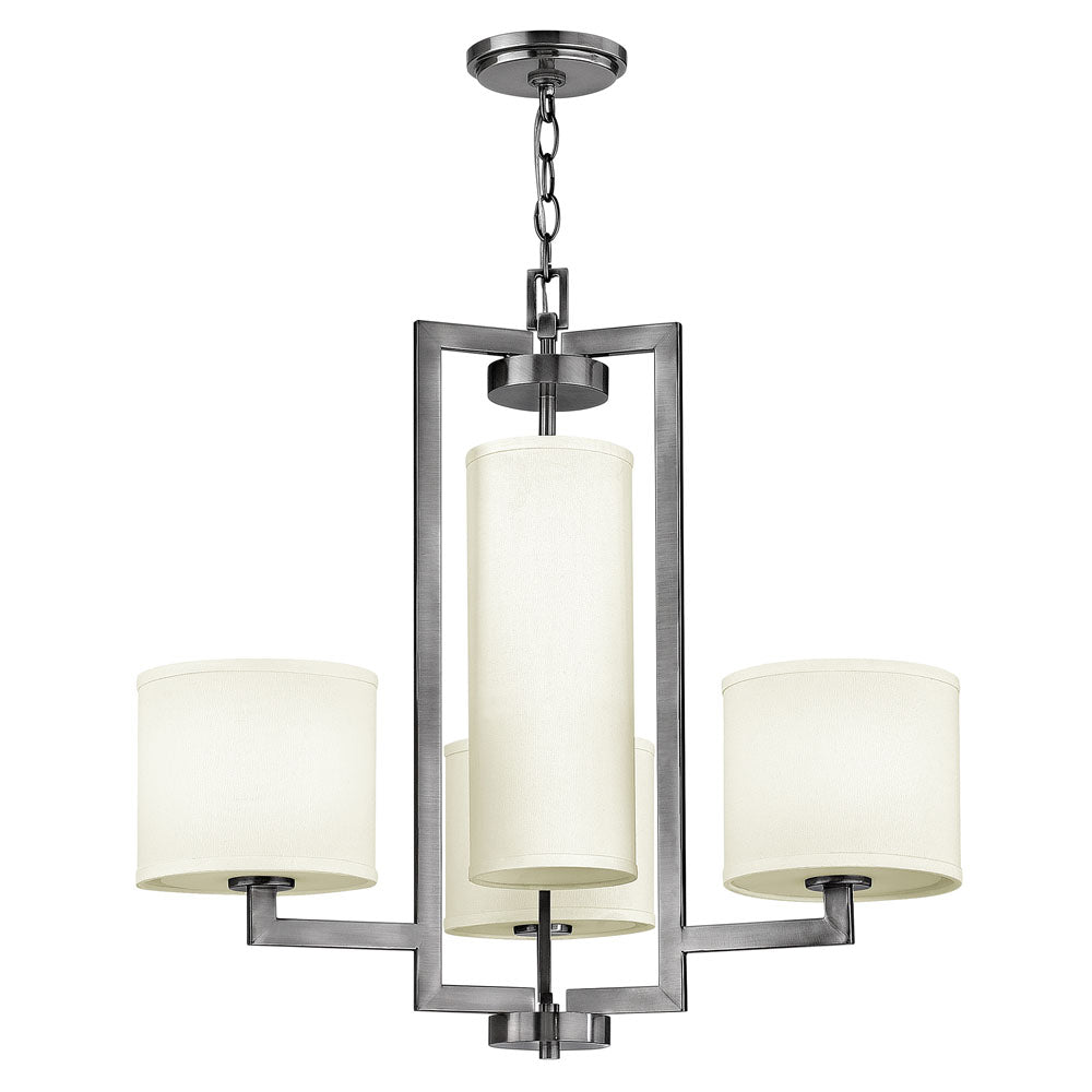 Hampton 4-Light Chandelier (White Linen Shade)