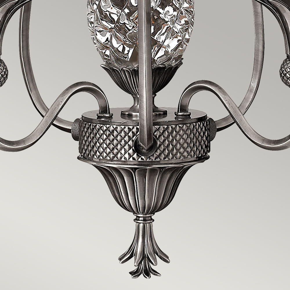 Plantation 3-Light Chandelier (Polished Antique Nickel Finish)