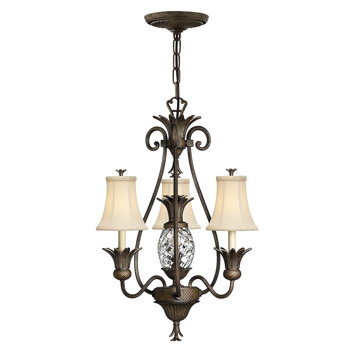 Plantation 3-Light Chandelier (Pearl Bronze Finish)