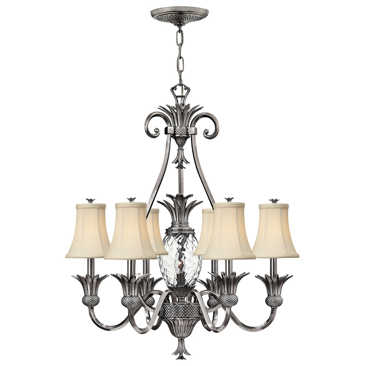 Plantation 7-Light Chandelier (Polished Antique Nickel Finish)