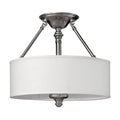 Sussex 3-Light Semi-Flush Mount (Brushed Nickel & White Shade)