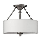Sussex 3-Light Semi-Flush Mount (Brushed Nickel & White Shade)
