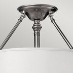Sussex 3-Light Semi-Flush Mount (Brushed Nickel & White Shade)